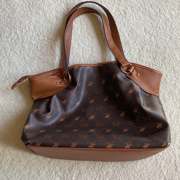 Beverly Hills Polo Club Brown and Cognac Large Shoulder Bag - Picture 6 of 12